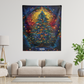 Christmas Tree Stained Glass Style Indoor Wall Tapestry