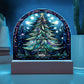 202x Christmas Tree Colorful Stained Glass Acrylic Dome Plaque