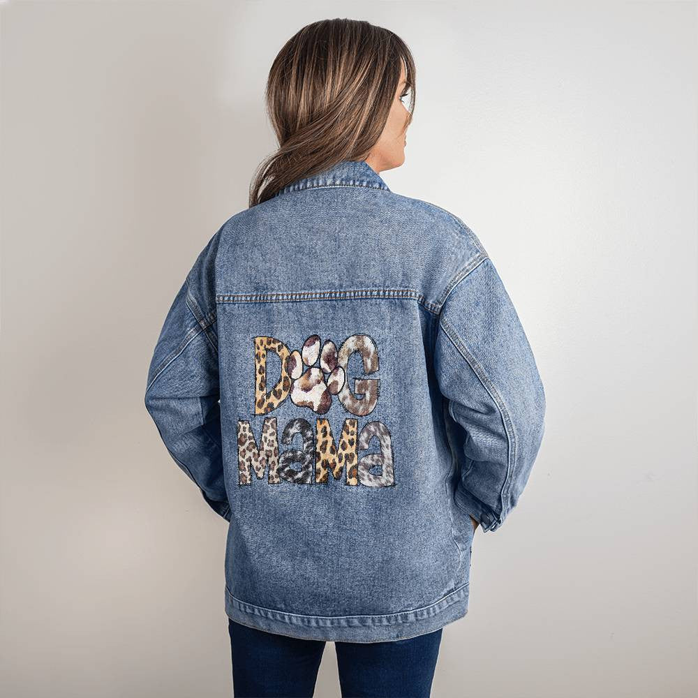 Dog Mom Leopard Denim Jacket