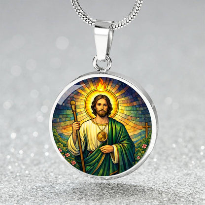 Saint Jude Necklace or Keychain, Patron Saint of Hopeless Causes Jewelry, Catholic Faith Pendant Gift