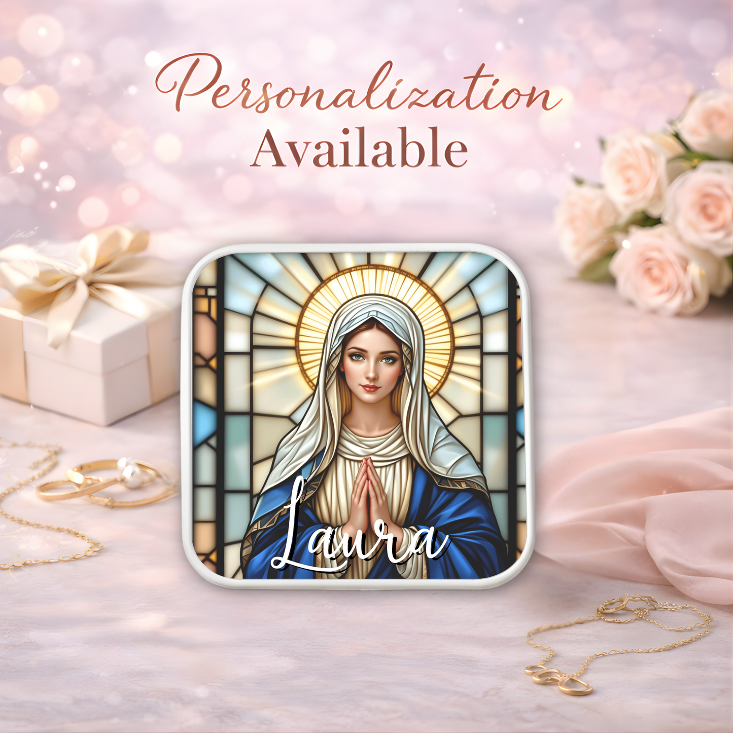 Virgin Mary Necklace or Keychain, Catholic Necklace for Women, Marian Jewelry Gift, Christian Gift for Her, Religious Pendant