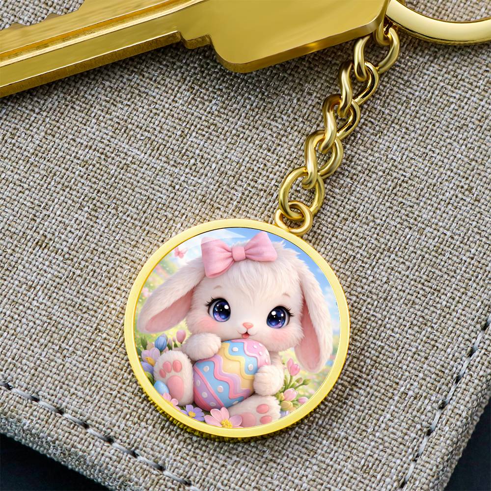 Cute Bunny Necklace or Keychain, Easter Bunny Jewelry, Pastel Rabbit Pendant for Teen Girl, Easter Basket Stuffer Gift