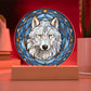 Stained Glass Style White Wolf Plaque and Ornament