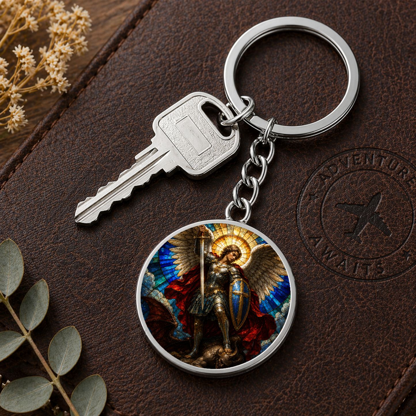 Archangel Michael Necklace or Keychain, Saint Michael Catholic Necklace, Protection Jewelry, Religious Keepsake Gift
