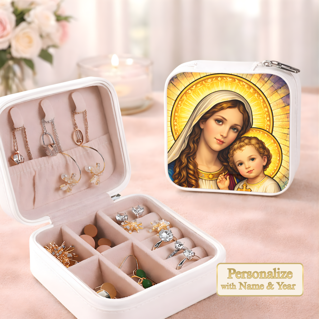 Virgin Mary and Baby Jesus Necklace or Keychain, Madonna and Child Catholic Jewelry, Christian Faith Gift