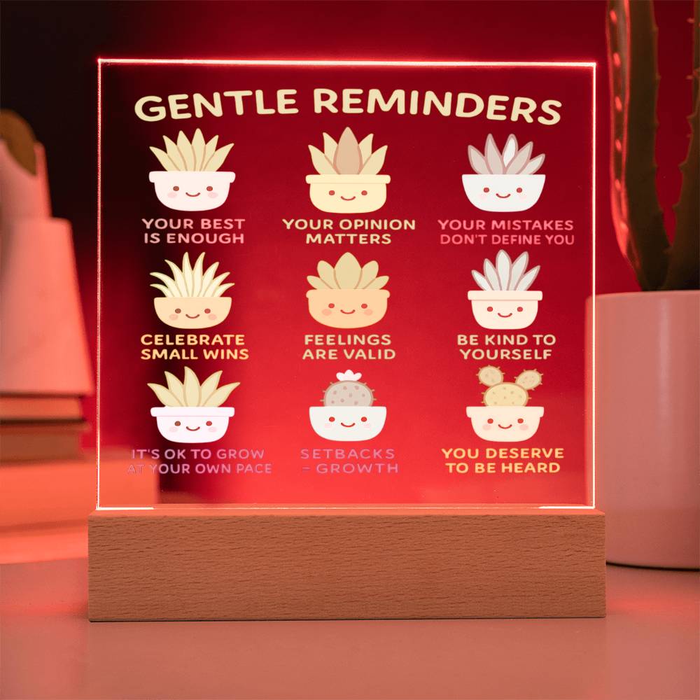 Gentle Reminders Acrylic Plaque, Mental Health Art, Self Love Reminders, Self compassion, Daily Motivation, Therapist Decor, Inspirational