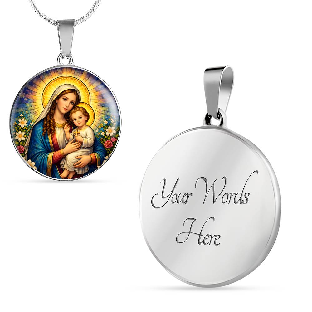 Virgin Mary and Baby Jesus Necklace or Keychain, Madonna and Child Catholic Jewelry, Christian Faith Gift