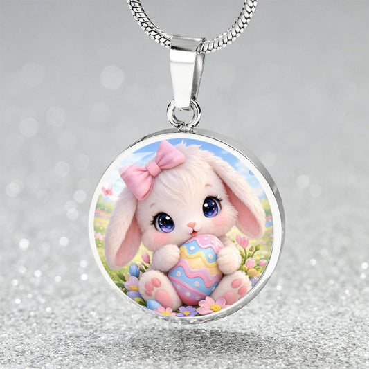 Cute Bunny Necklace or Keychain, Easter Bunny Jewelry, Pastel Rabbit Pendant for Teen Girl, Easter Basket Stuffer Gift