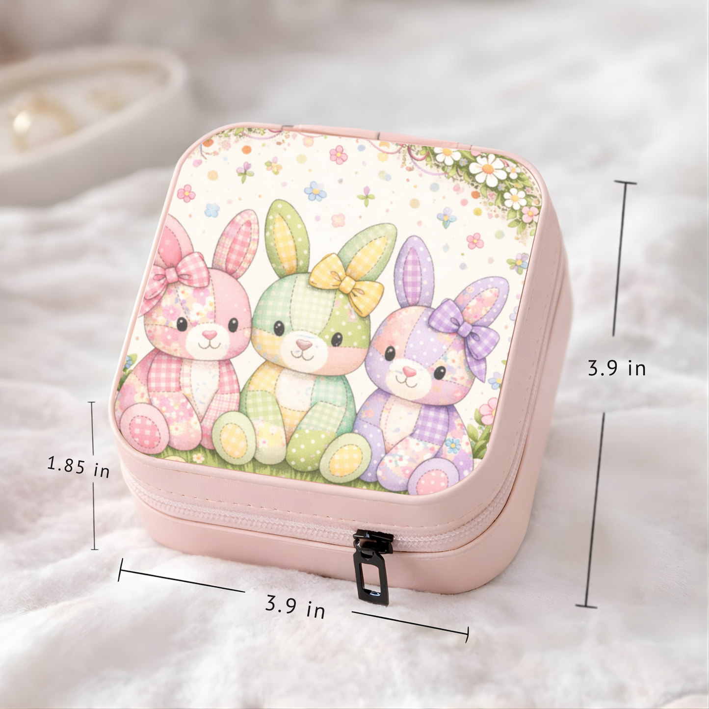 Floral Bunny Necklace or Keychain, Easter Bunny Trio Jewelry, Pastel Rabbit Pendant, Easter Basket Stuffer Gift for Teen Girl