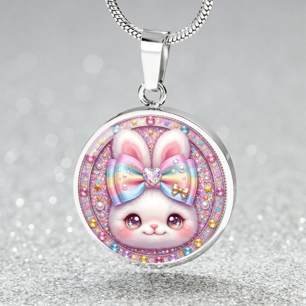 Cute Bunny Necklace or Keychain, Kawaii Easter Bunny Jewelry, Sparkle Rabbit Pendant for Teen Girl, Easter Basket Stuffer Gift