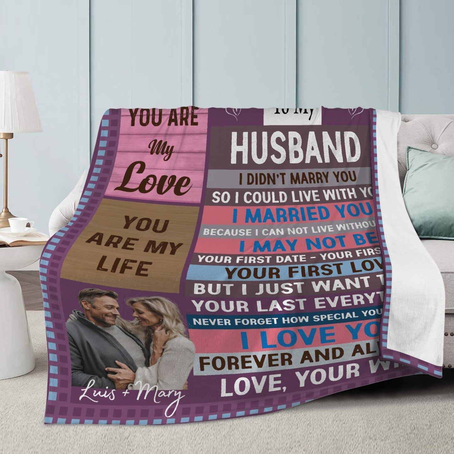 To My Husband Custom Fleece Blanket