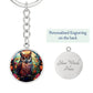 Personalized Stained Glass Look Owl Keychain