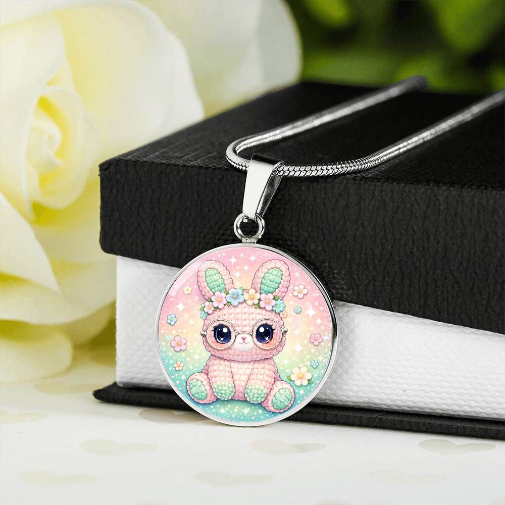 Cute Bunny Necklace or Keychain, Kawaii Easter Bunny Jewelry, Pastel Rabbit Pendant for Teen Girl, Easter Basket Stuffer Gift