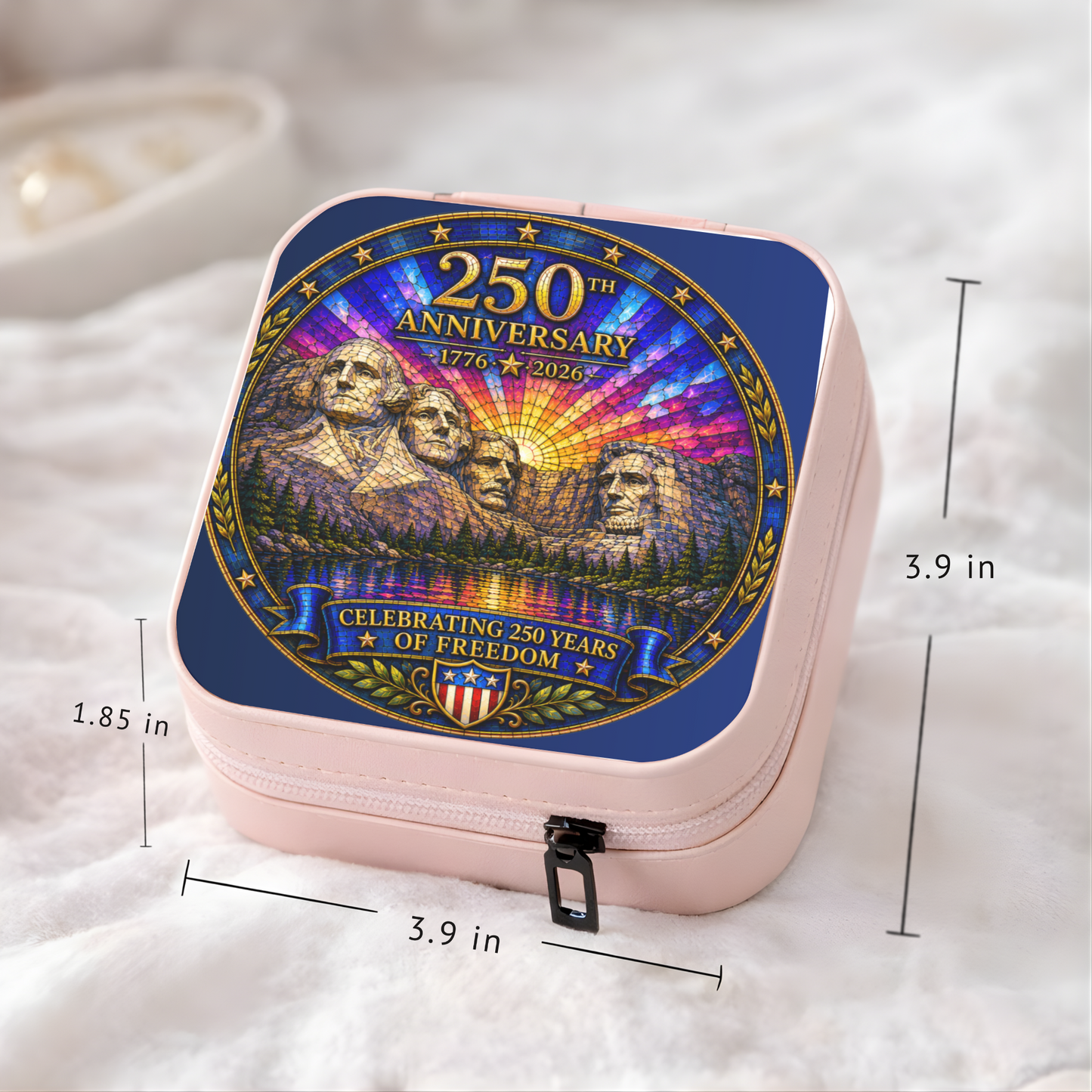 Mount Rushmore 250th Anniversary Necklace or Keychain Stained Glass Style Patriotic USA Commemorative Limited Edition