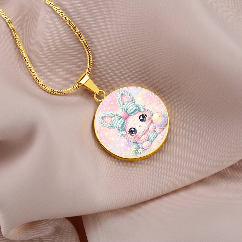 Crochet Bunny Necklace or Keychain, Cute Easter Bunny Jewelry, Pastel Rabbit Pendant for Teen Girl, Easter Basket Stuffer Gift