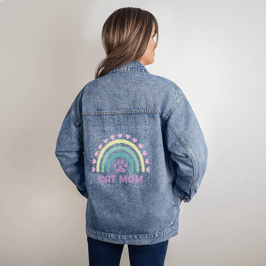 Custom Cat Mom Denim Jacket