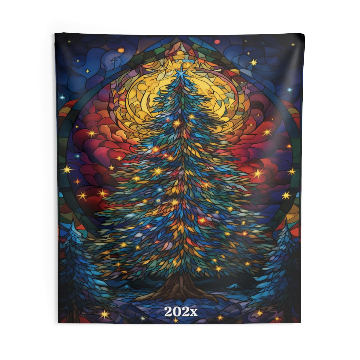 Christmas Tree Stained Glass Style Indoor Wall Tapestry