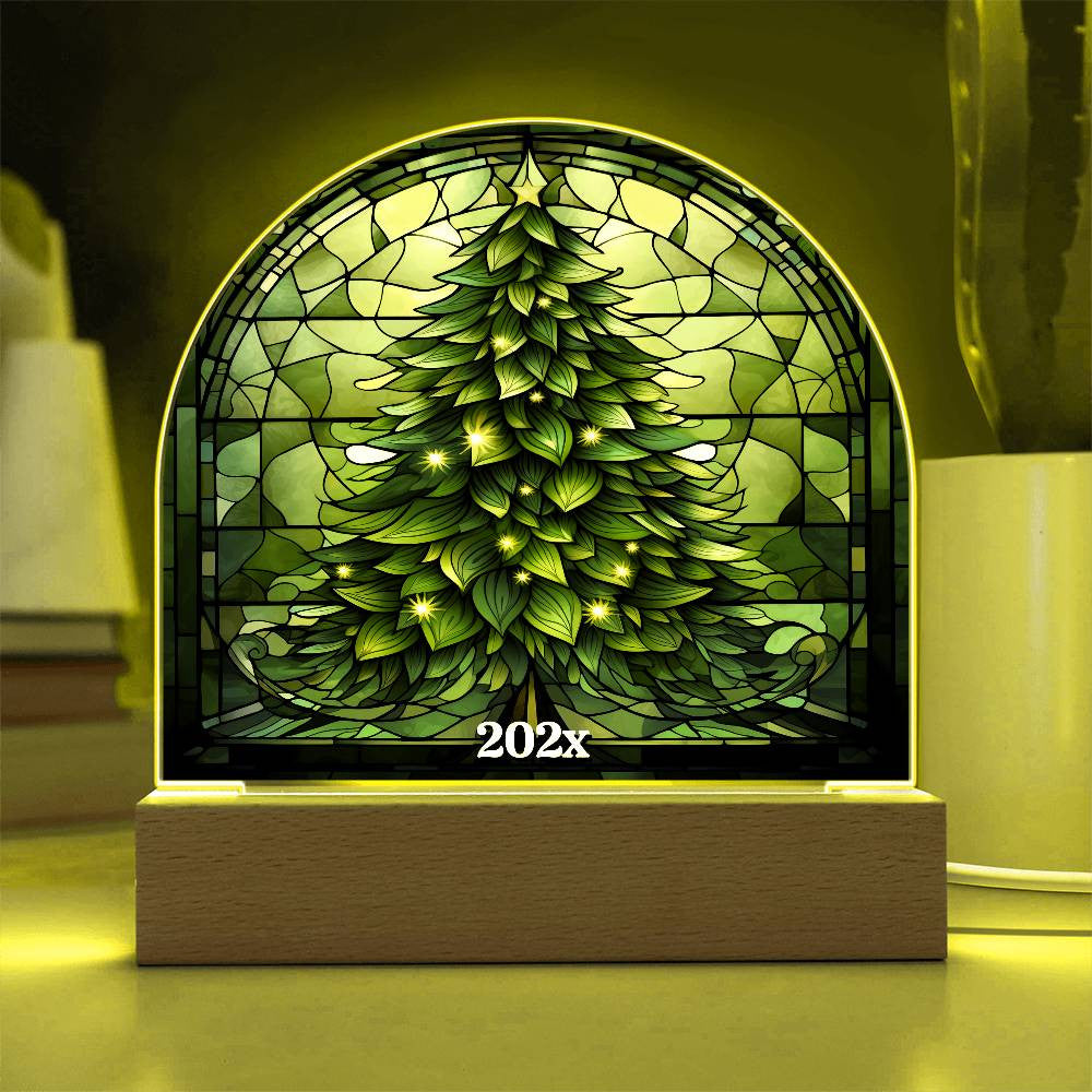 Stained Glass Style Christmas Tree Plaque