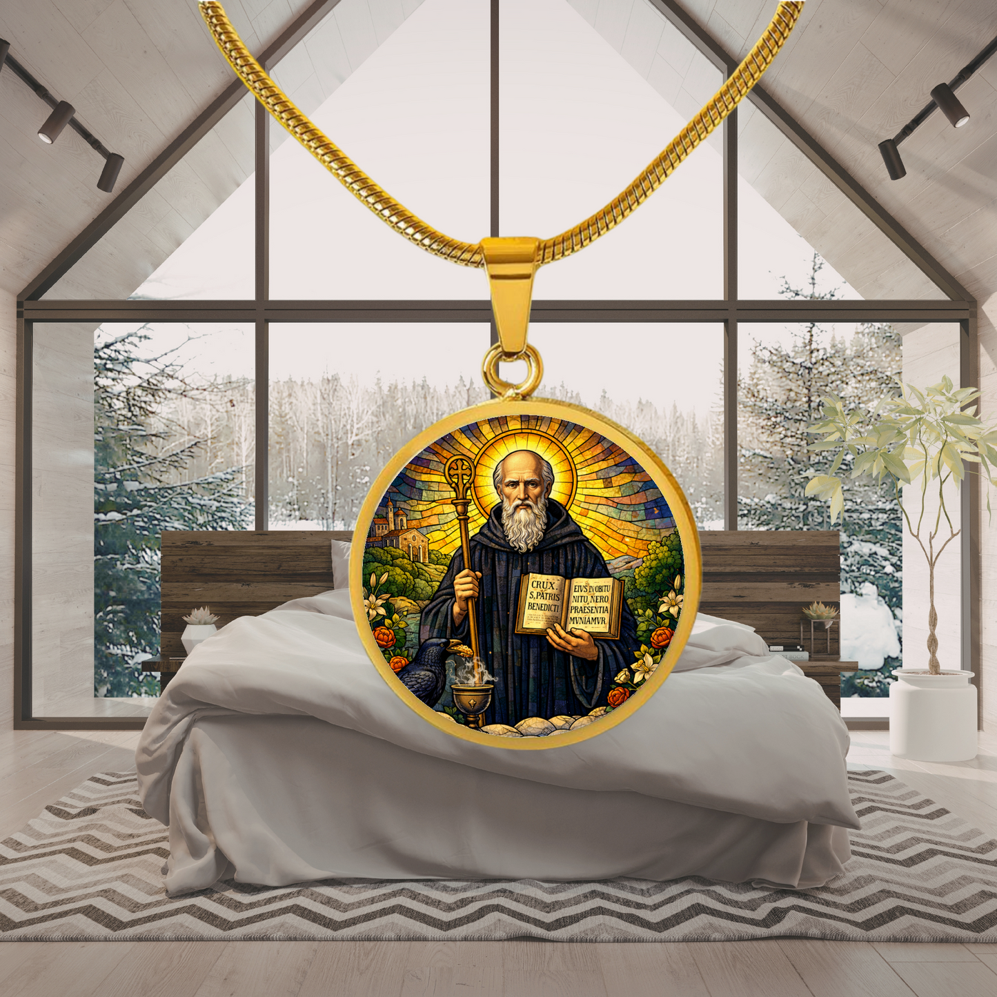 Saint Benedict Necklace or Keychain, Catholic Protection Medal Jewelry, Christian Faith Pendant Gift