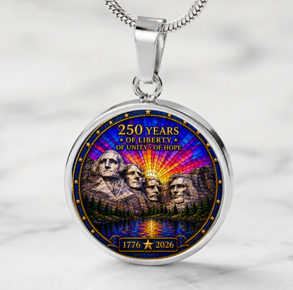 Mount Rushmore Necklace or Keychain Stained Glass Style USA Commemorative 250 Years of Liberty Limited Edition Keepsake
