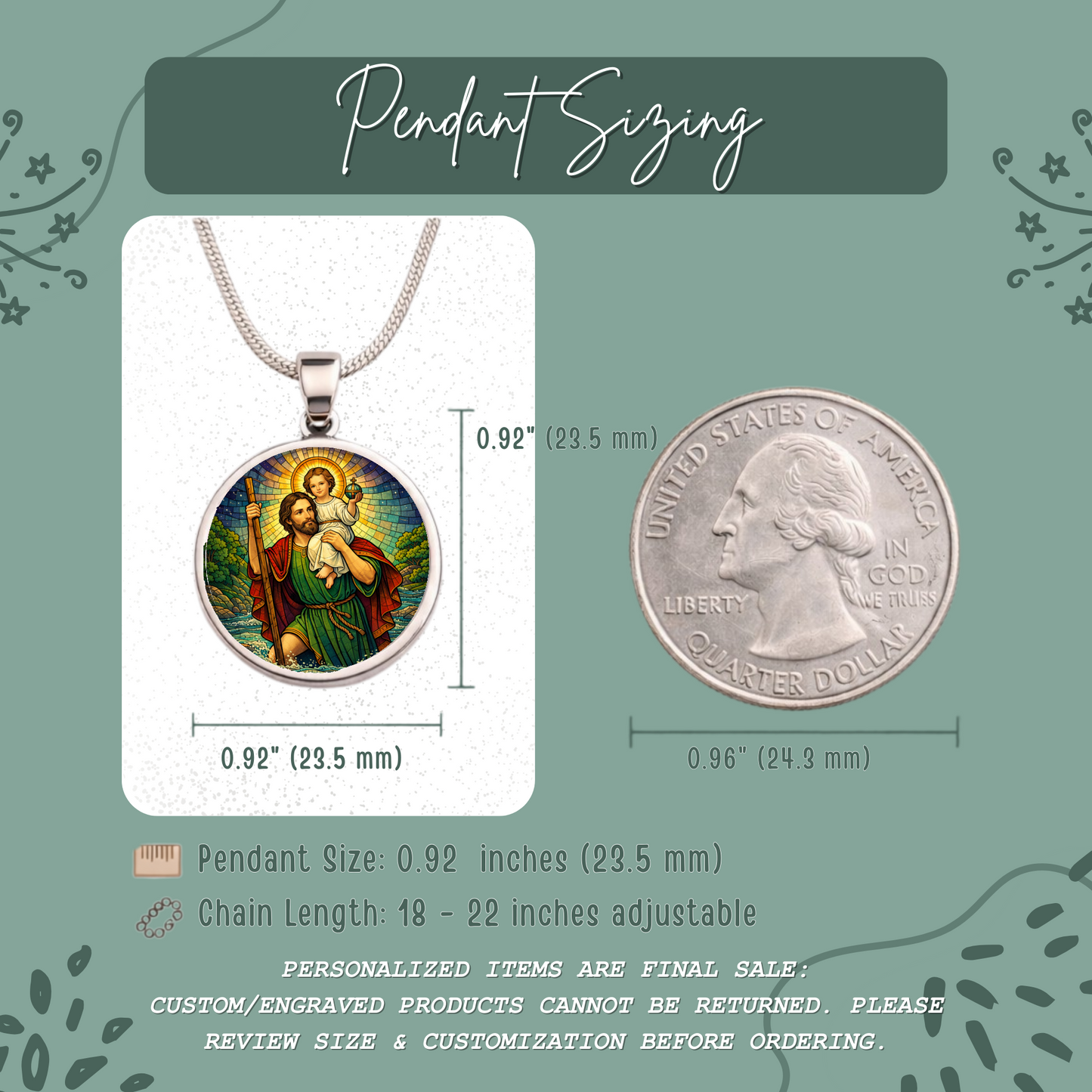 Saint Christopher Necklace or Keychain, Patron Saint of Travelers Jewelry, Catholic Travel Protection Pendant