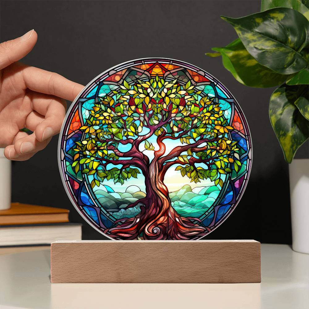 Tree of Life Stained Glass Style Plaque