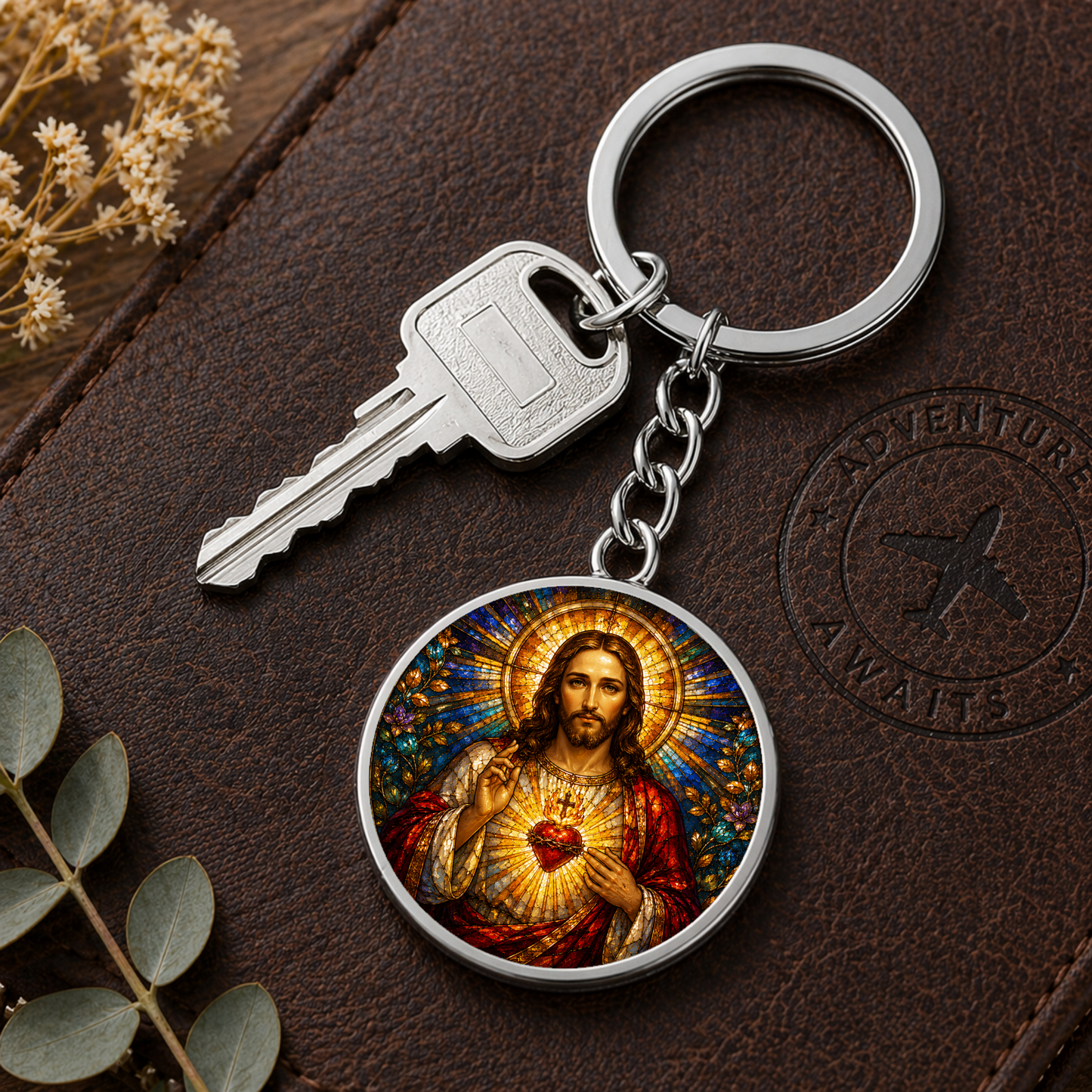 Sacred Heart of Jesus Necklace or Keychain, Catholic Necklace, Christian Jewelry, Religious Keepsake Gift