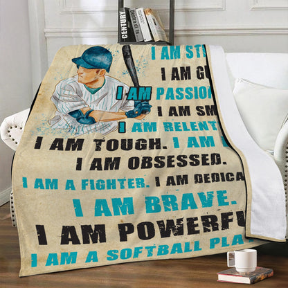 I am A Softball Player Fleece Blanket