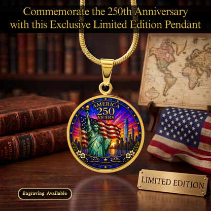 America 250 Years Necklace or Keychain Stained Glass Style Statue of Liberty NYC Commemorative Limited Edition
