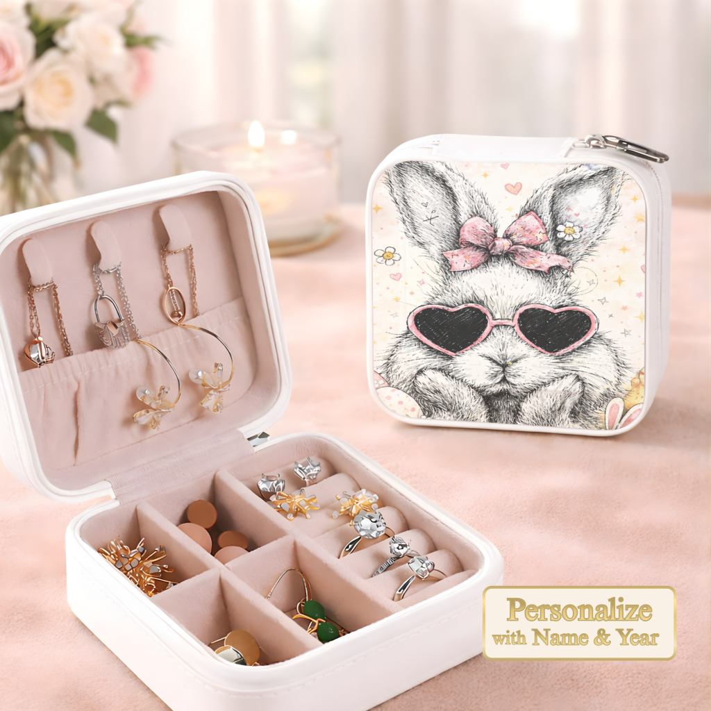 Cute Bunny Necklace or Keychain, Easter Bunny Jewelry, Rabbit Necklace for Teen Girl, Easter Basket Stuffer Gift