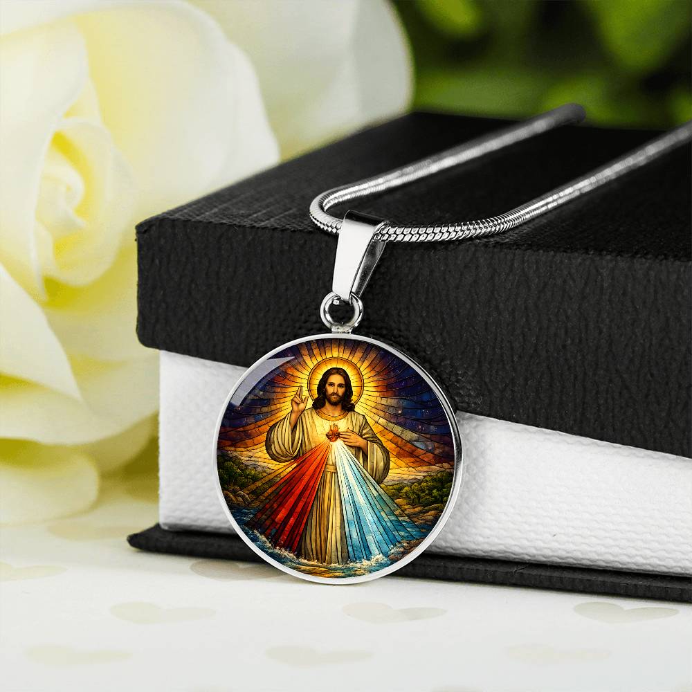 Divine Mercy Jesus Necklace or Keychain, Catholic Jesus I Trust in You Jewelry, Christian Faith Pendant Gift