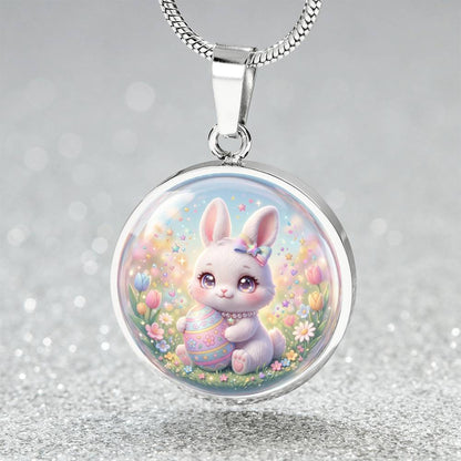 Cute Bunny Necklace or Keychain, Easter Bunny Jewelry, Pastel Rabbit Pendant for Teen Girl, Easter Basket Stuffer Gift