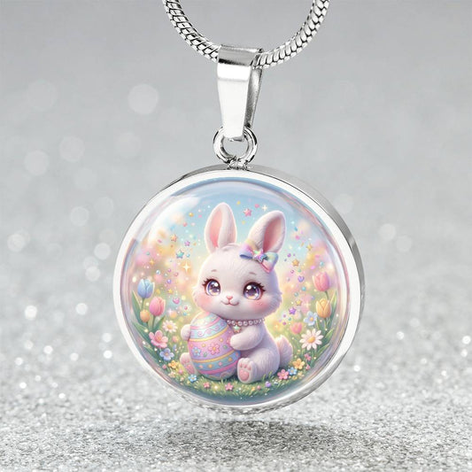 Cute Bunny Necklace or Keychain, Easter Bunny Jewelry, Pastel Rabbit Pendant for Teen Girl, Easter Basket Stuffer Gift
