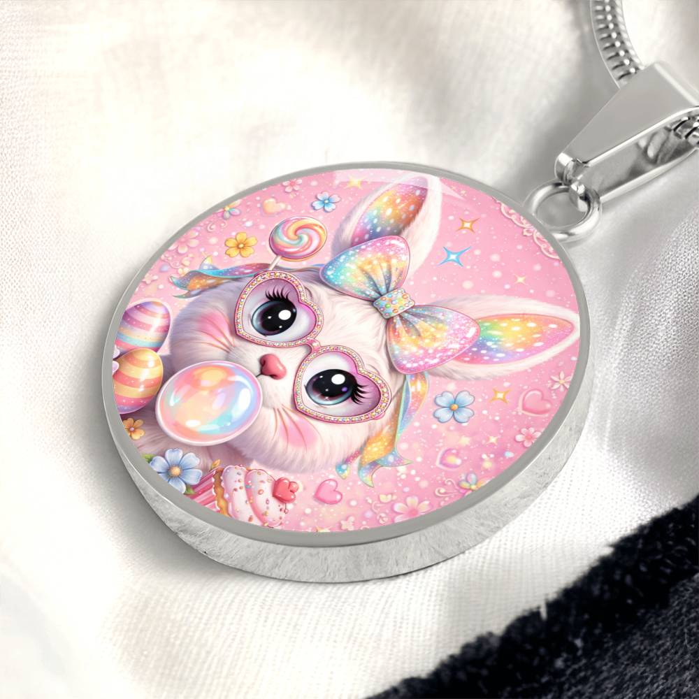 Cute Bunny Necklace or Keychain, Easter Bunny Jewelry, Kawaii Rabbit Pendant for Teen Girl, Easter Basket Stuffer Gift