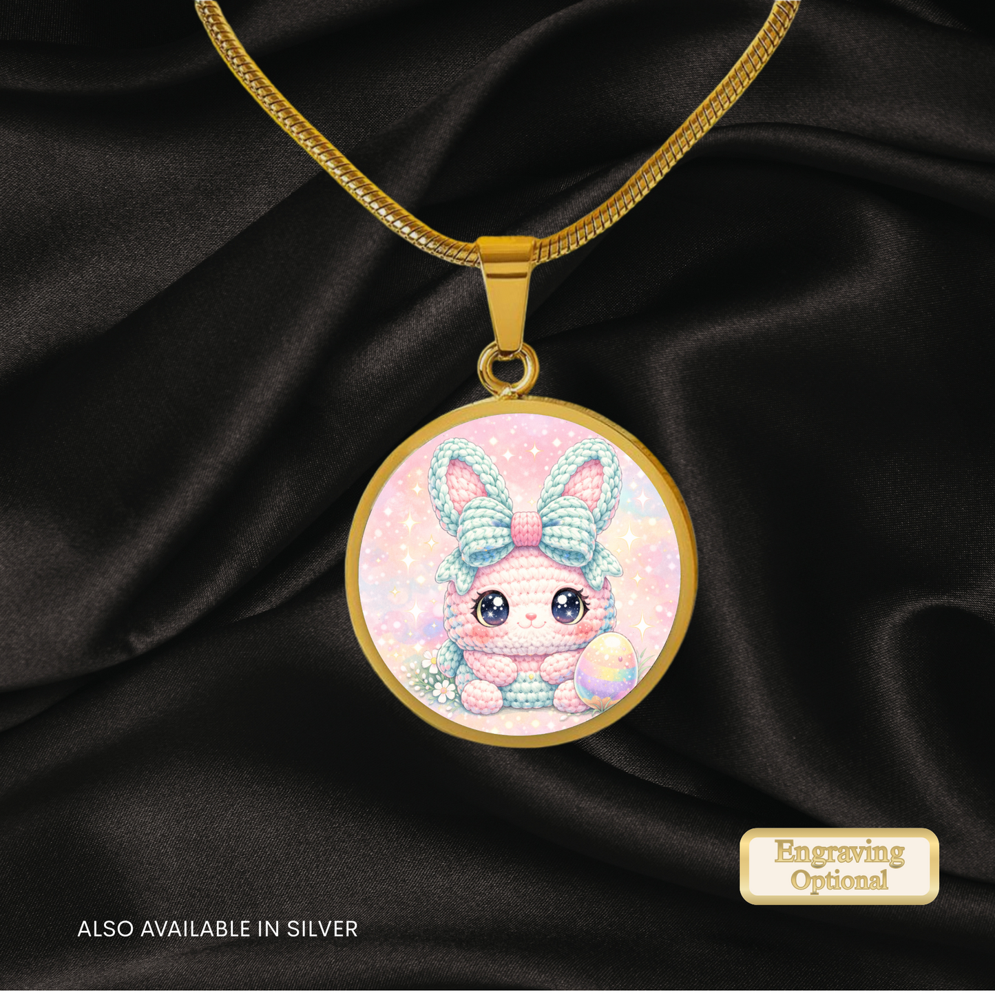 Crochet Bunny Necklace or Keychain, Cute Easter Bunny Jewelry, Pastel Rabbit Pendant for Teen Girl, Easter Basket Stuffer Gift