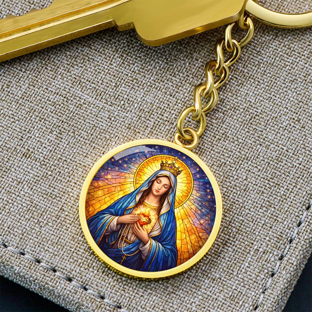 Immaculate Heart of Mary Necklace or Keychain, Catholic Marian Jewelry, Blessed Virgin Mary Pendant, Christian Faith Gift