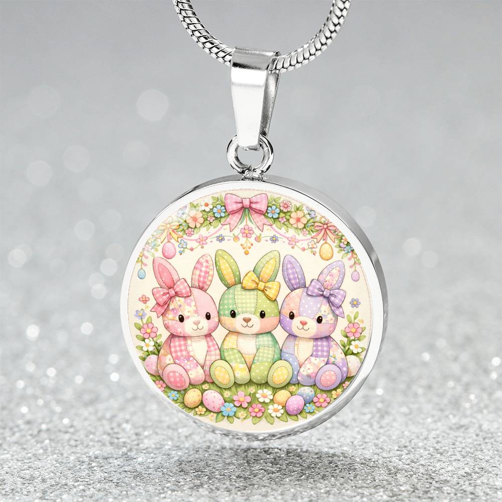 Easter Bunny Necklace or Keychain, Cute Bunny Trio Jewelry, Pastel Rabbit Pendant for Teen Girl, Easter Basket Stuffer Gift