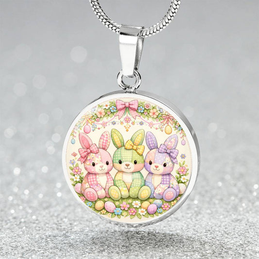 Easter Bunny Necklace or Keychain, Cute Bunny Trio Jewelry, Pastel Rabbit Pendant for Teen Girl, Easter Basket Stuffer Gift