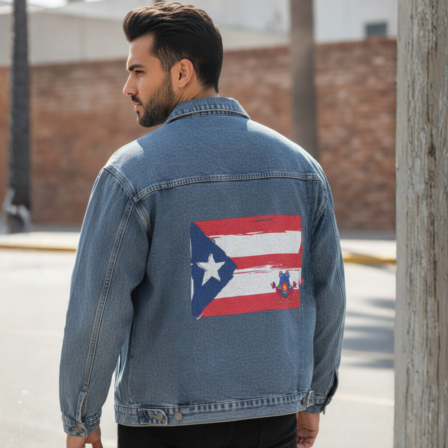 Unisex Puerto Rico Flag Coqui Denim Jacket