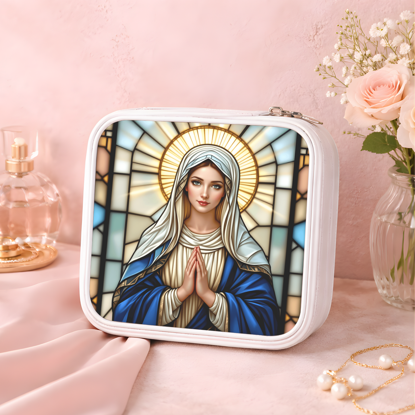 Virgin Mary Necklace or Keychain, Catholic Necklace for Women, Marian Jewelry Gift, Christian Gift for Her, Religious Pendant