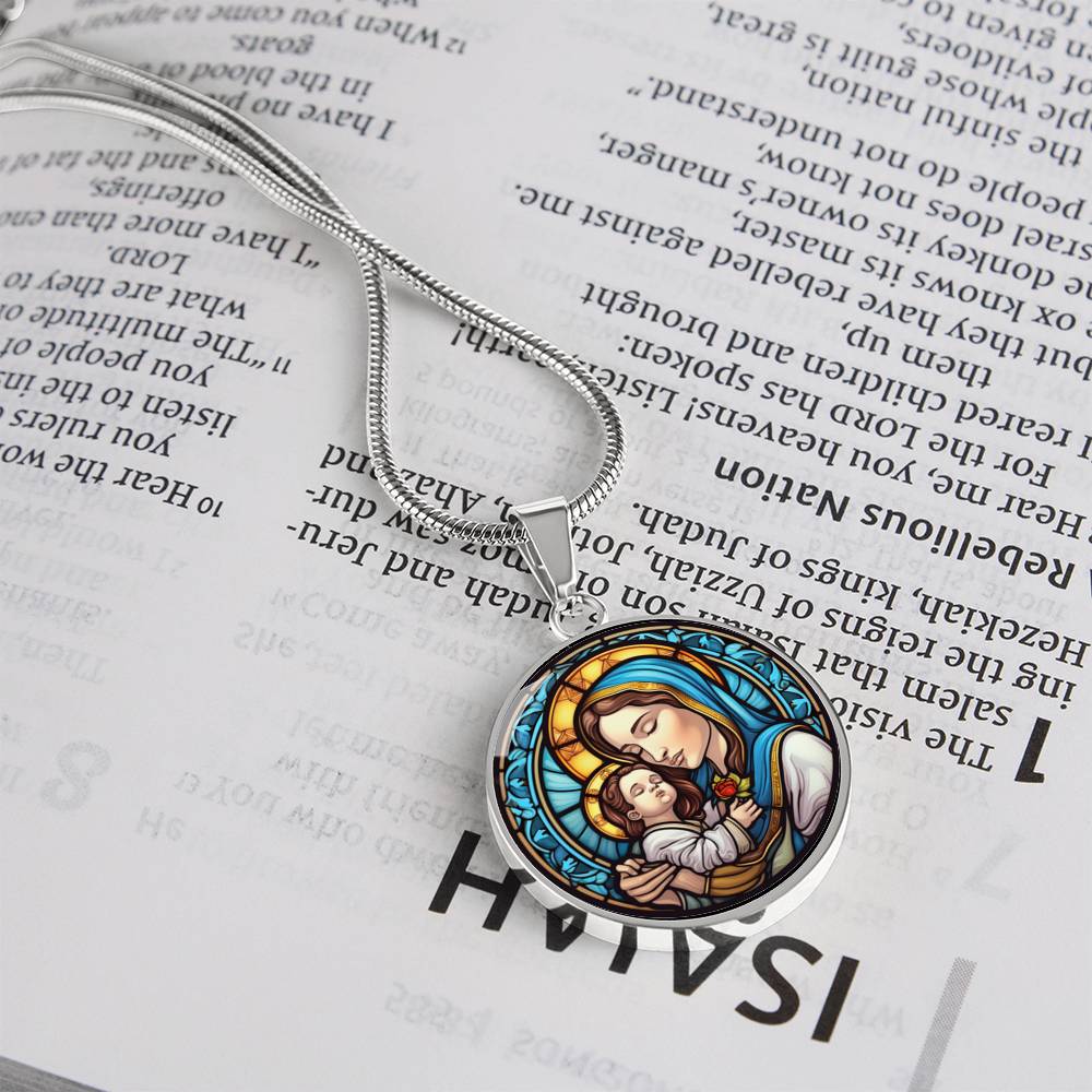 Personalized Virgin Mary & Baby Jesus Necklace