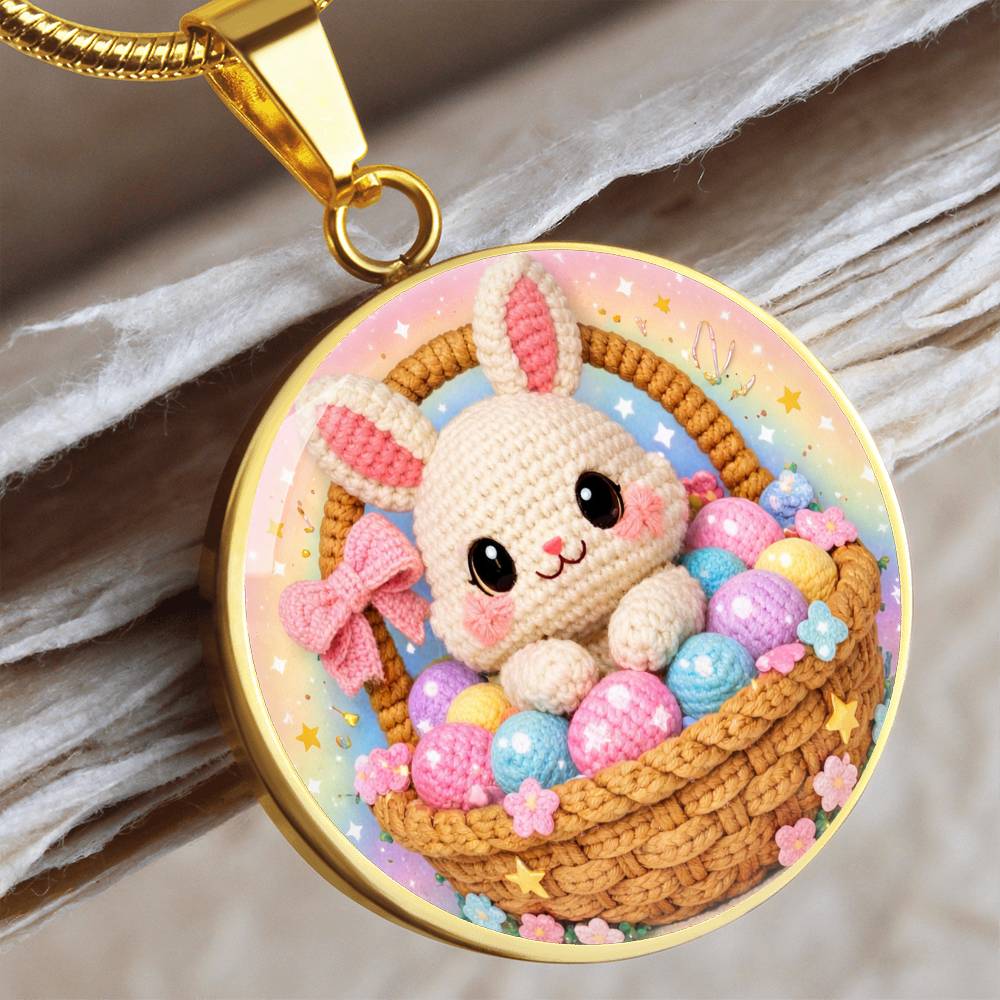 Crochet Bunny Necklace or Keychain, Easter Basket Bunny Jewelry, Cute Rabbit Pendant for Teen Girl, Easter Basket Stuffer Gift