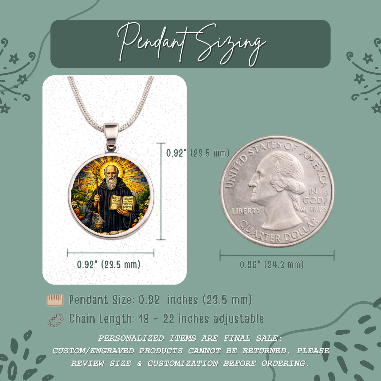 Saint Benedict Necklace or Keychain, Catholic Protection Medal Jewelry, Christian Faith Pendant Gift