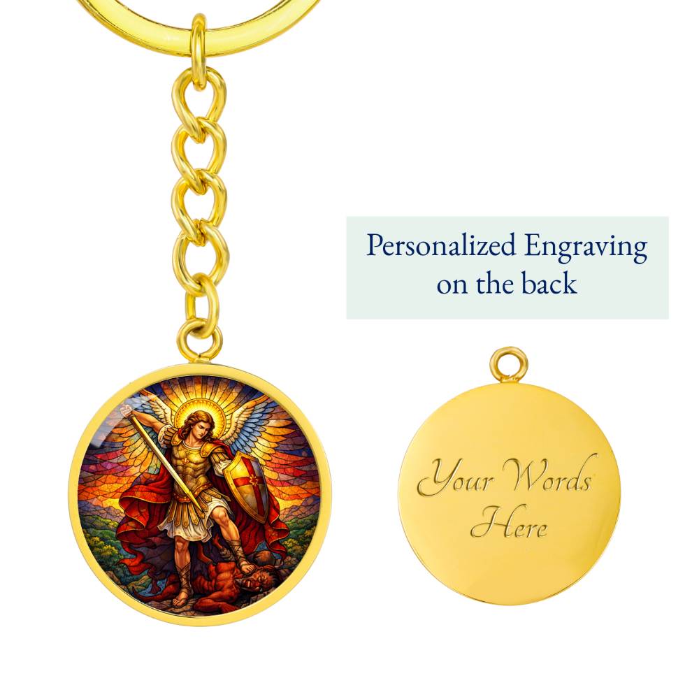 Archangel Michael Necklace or Keychain, Saint Michael Protection Jewelry, Catholic Warrior Angel Pendant Gift