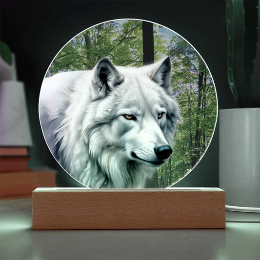 White Wolf LED Light Plaque