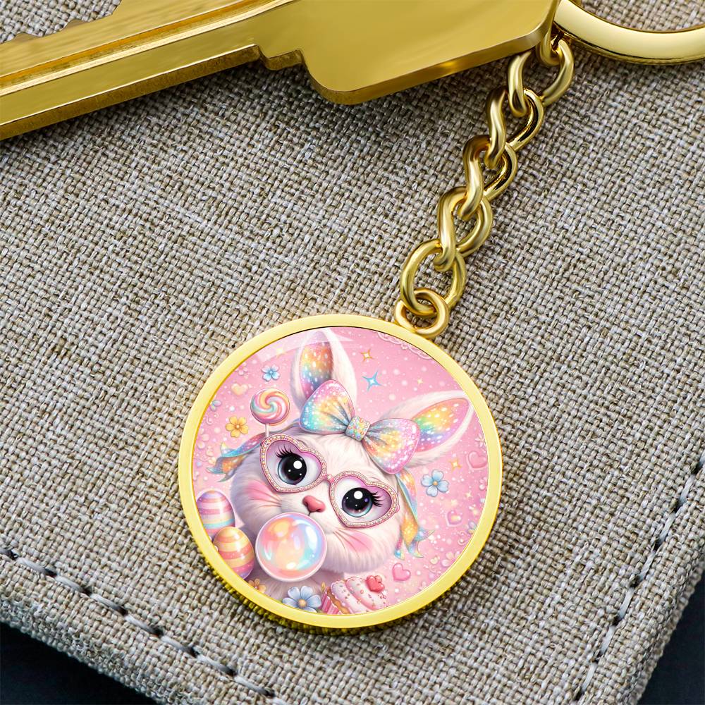 Cute Bunny Necklace or Keychain, Easter Bunny Jewelry, Kawaii Rabbit Pendant for Teen Girl, Easter Basket Stuffer Gift
