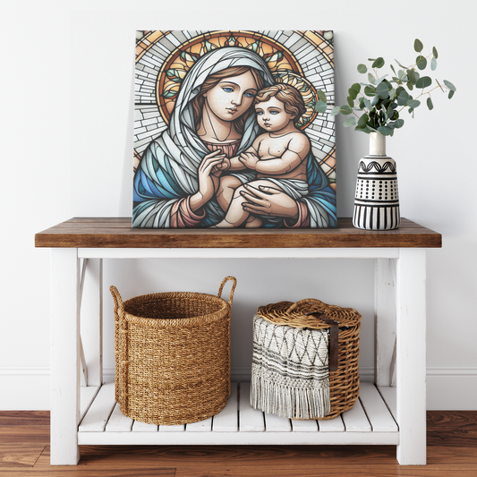 Virgin Mary & Baby Jesus Canvas Wall Art