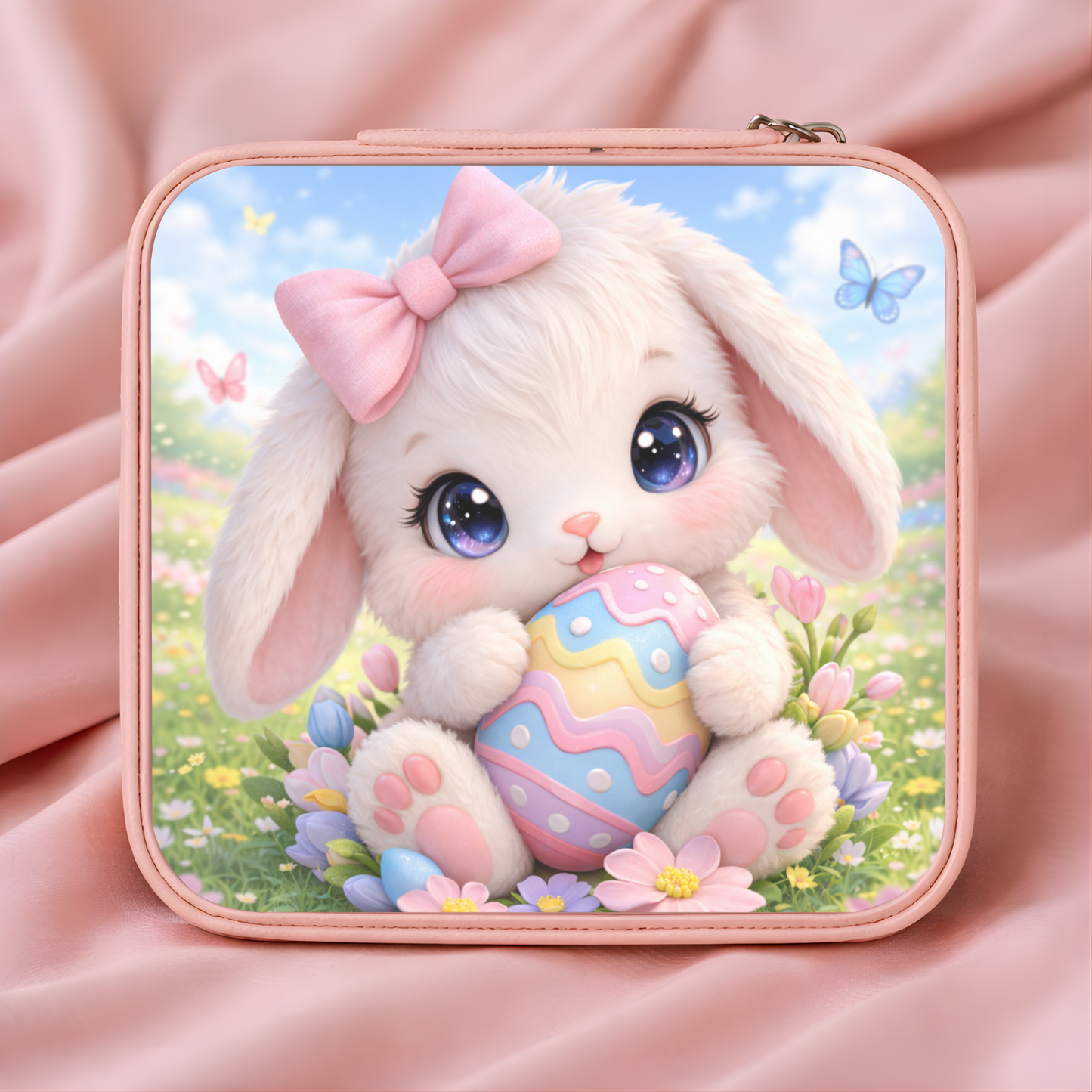 Cute Bunny Necklace or Keychain, Easter Bunny Jewelry, Pastel Rabbit Pendant for Teen Girl, Easter Basket Stuffer Gift