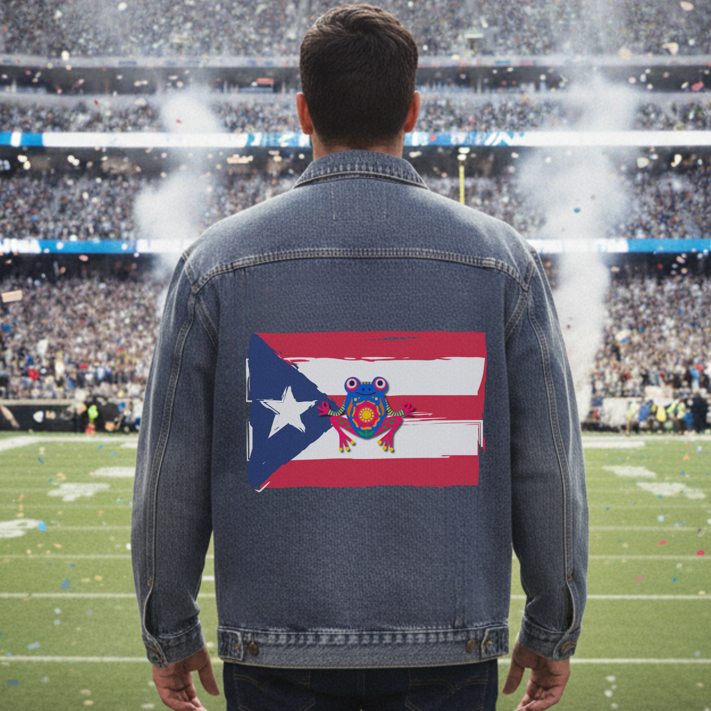 Unisex Puerto Rico Flag Coqui Denim Jacket