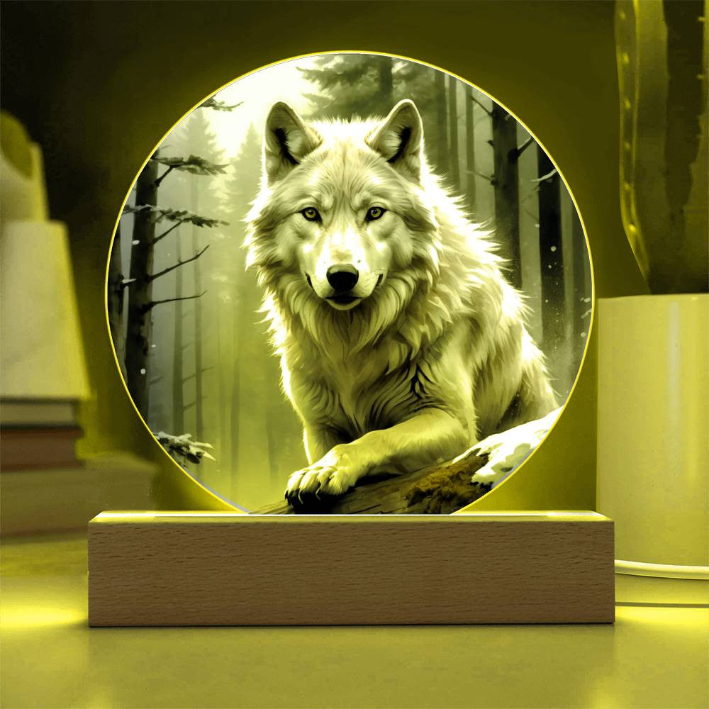 White Wolf in the Forest Plaque